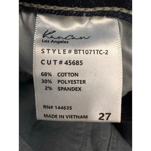 Kancan Jeans High Rise bootcut Medium Dark wash denim Stretch Whiskered Size 27 - Picture 5 of 5
